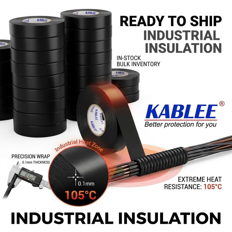 In Stock Black Insulation PVC Tape 0.1mm 105C Heat Resistant Automotive Wire Harness