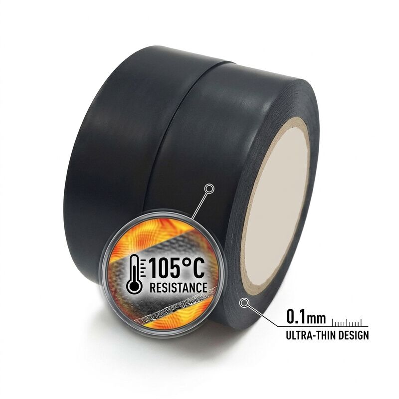 105C Heat Resistant Black PVC Insulation Tape 0.1mm for Wiring Harness Wrapping