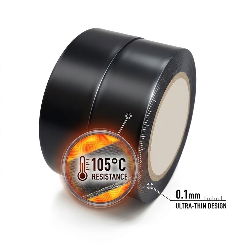 0.1mm Black Insulation PVC Tape High Temperature Automotive Wire Harness Wrap 19mm 20m