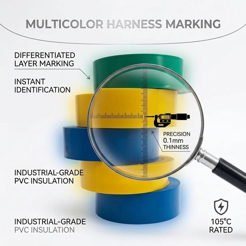 0.1mm Black Insulation PVC Tape High Temperature Automotive Wire Harness Wrap 19mm 20m