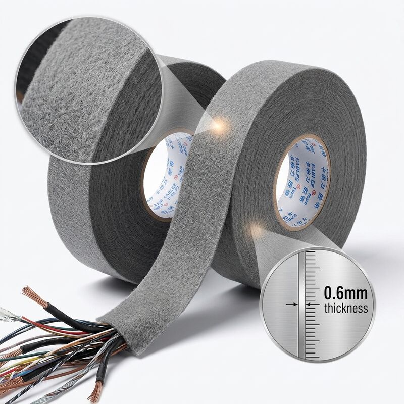 0.6mm Grey Fleece Automotive Wire Harness Tape High Adhesion Noise Damping Abrasion Resistance 19mm